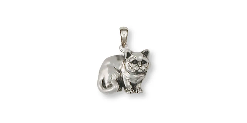 British Shorthair Pendant Jewelry Sterling Silver Handmade Cat Pendant BRS5-P