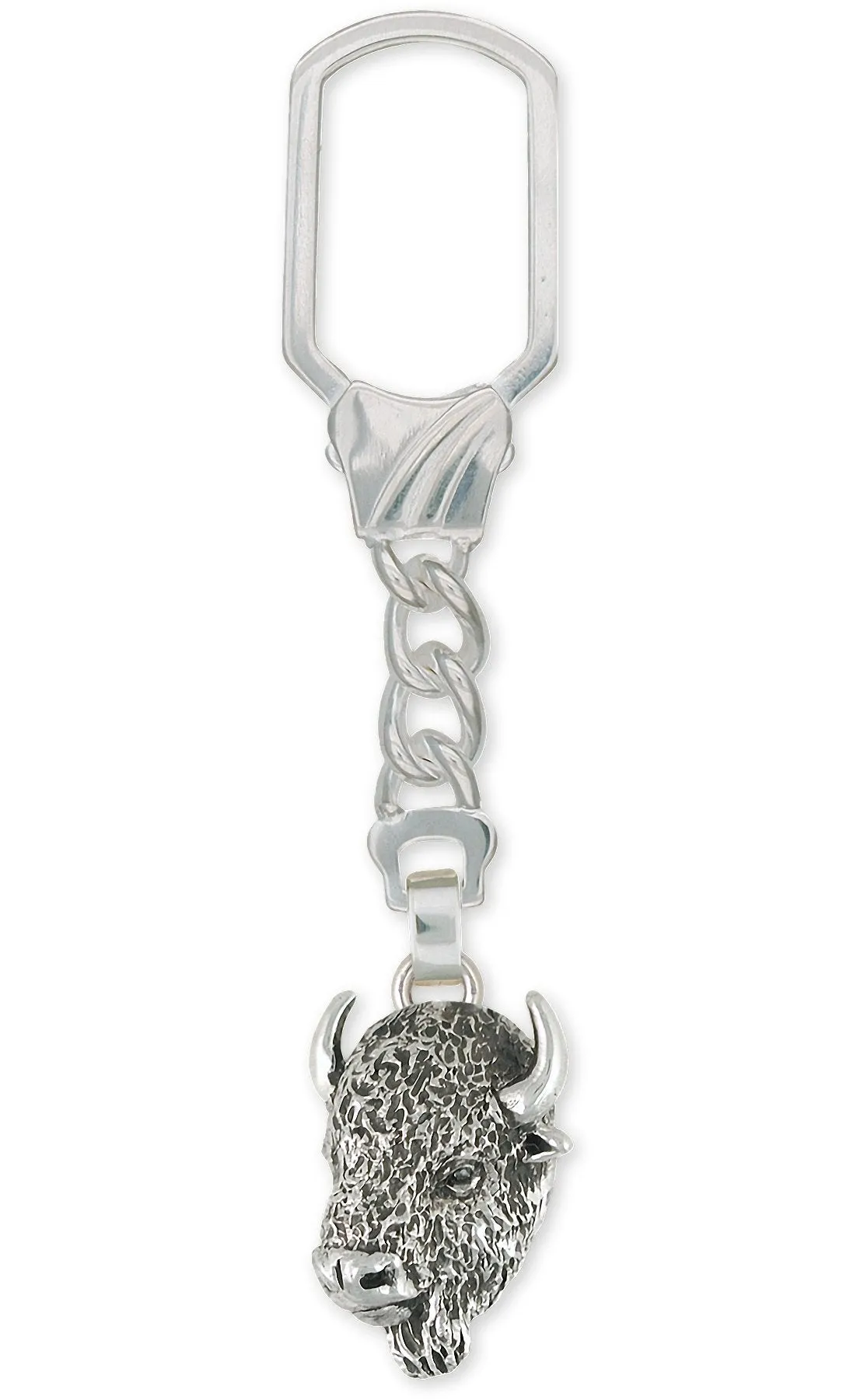 Buffalo Key Ring Jewelry Sterling Silver Handmade Bison Key Ring BUF4-2KRE