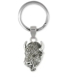 Buffalo Key Ring Jewelry Sterling Silver Handmade Bison Key Ring BUF4-KRE