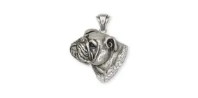 Bulldog Pendant Jewelry Sterling Silver Handmade Dog Pendant BD10-SP