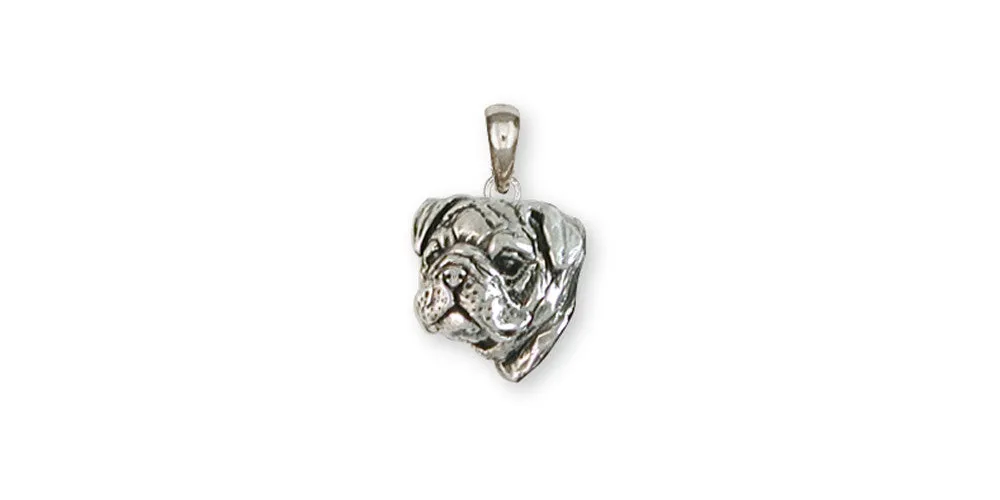 Bulldog Pendant Jewelry Sterling Silver Handmade Dog Pendant BD22H-P