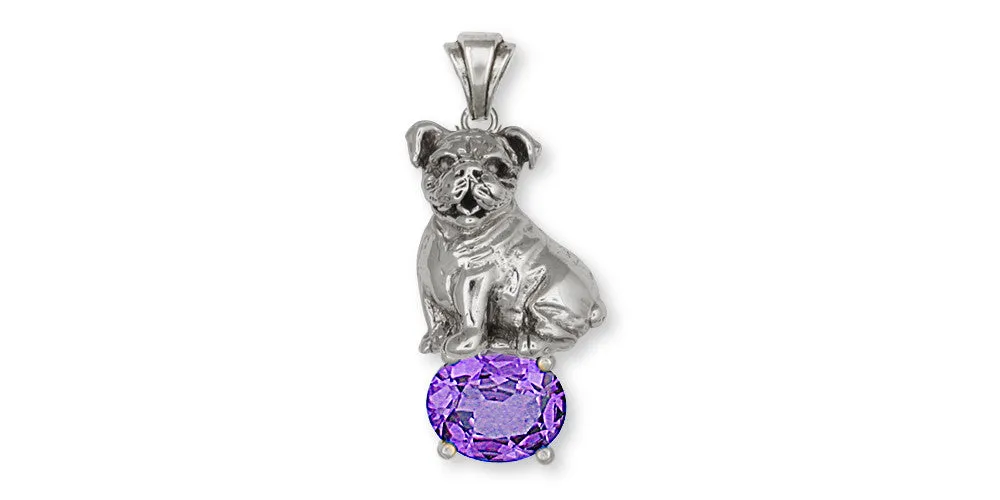 Bulldog Pendant Jewelry Sterling Silver Handmade Dog Pendant D016-SP