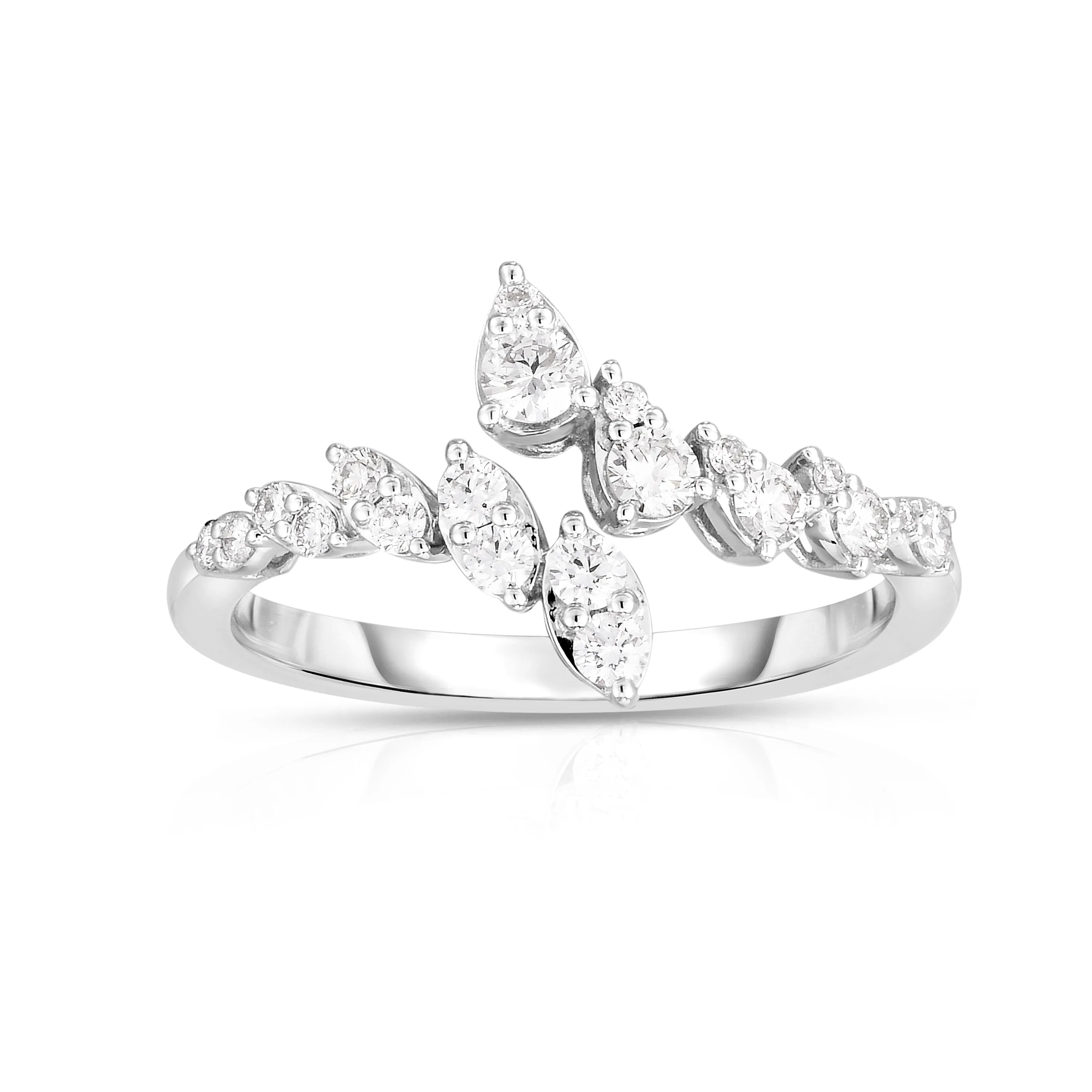 Bypass Cuff Ring with Marquise & Pear Shaped Diamonds