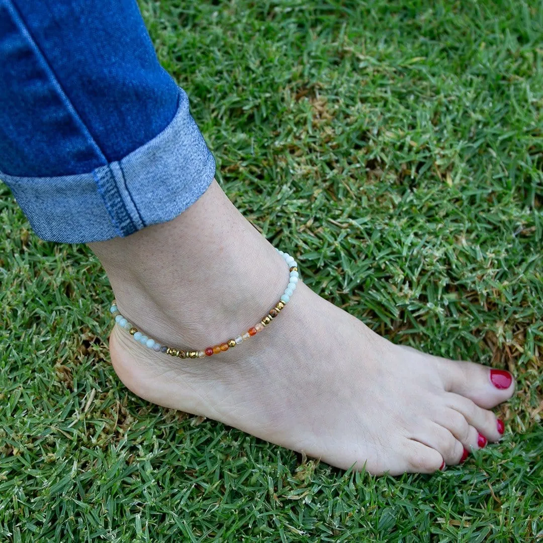 Carnelian and Amazonite Anklet