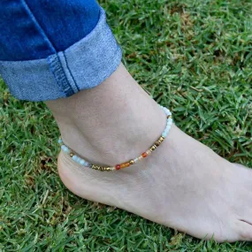 Carnelian and Amazonite Anklet