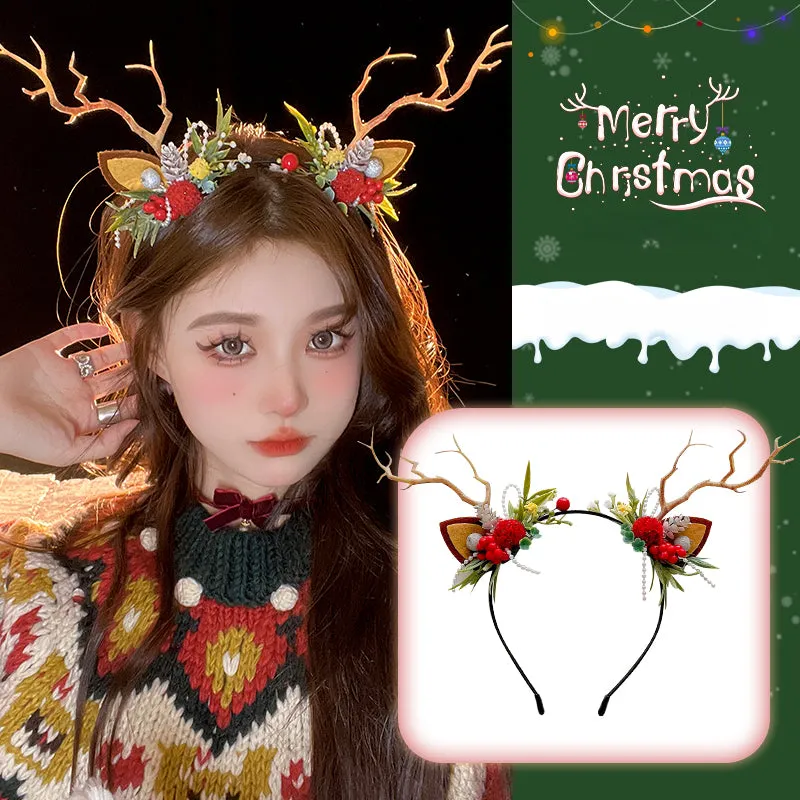 Christmas Elk Glowing Branch Hairpin Large Antler Hair Ornament LJC2