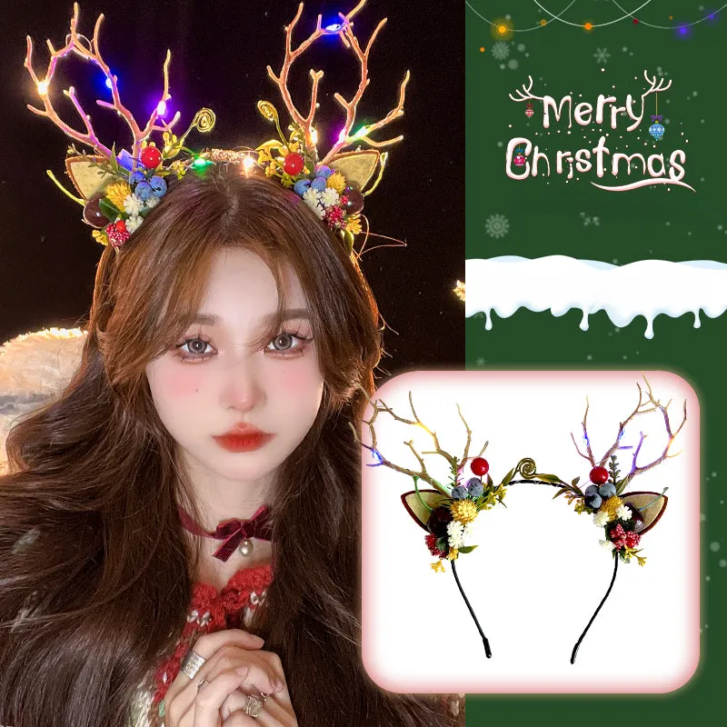 Christmas Elk Glowing Branch Hairpin Large Antler Hair Ornament LJC2