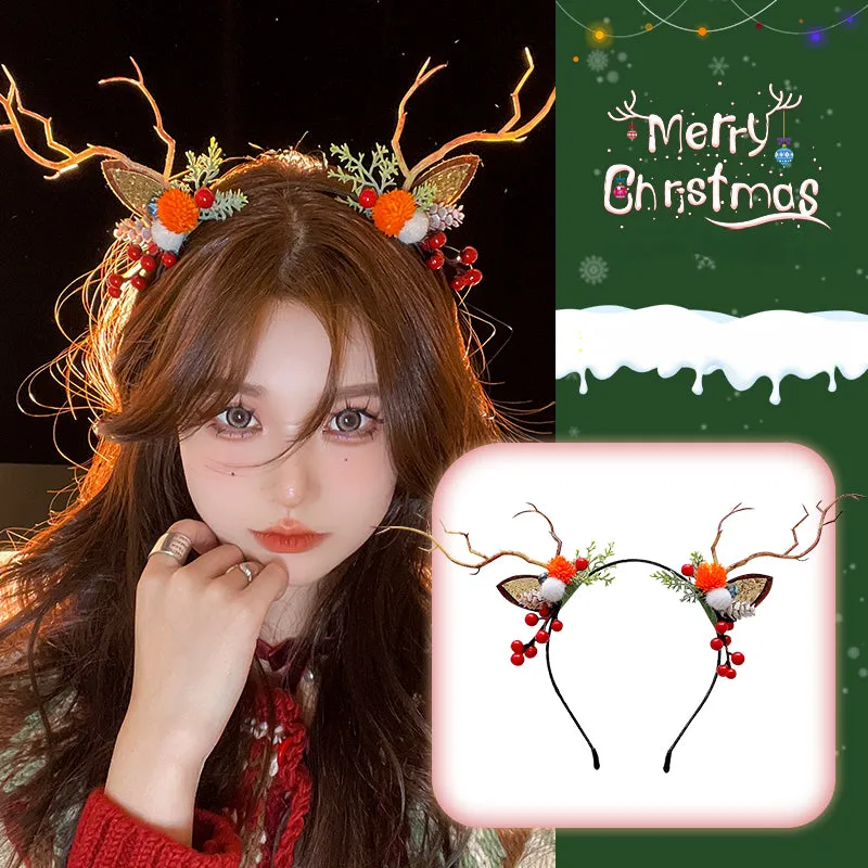 Christmas Elk Glowing Branch Hairpin Large Antler Hair Ornament LJC2