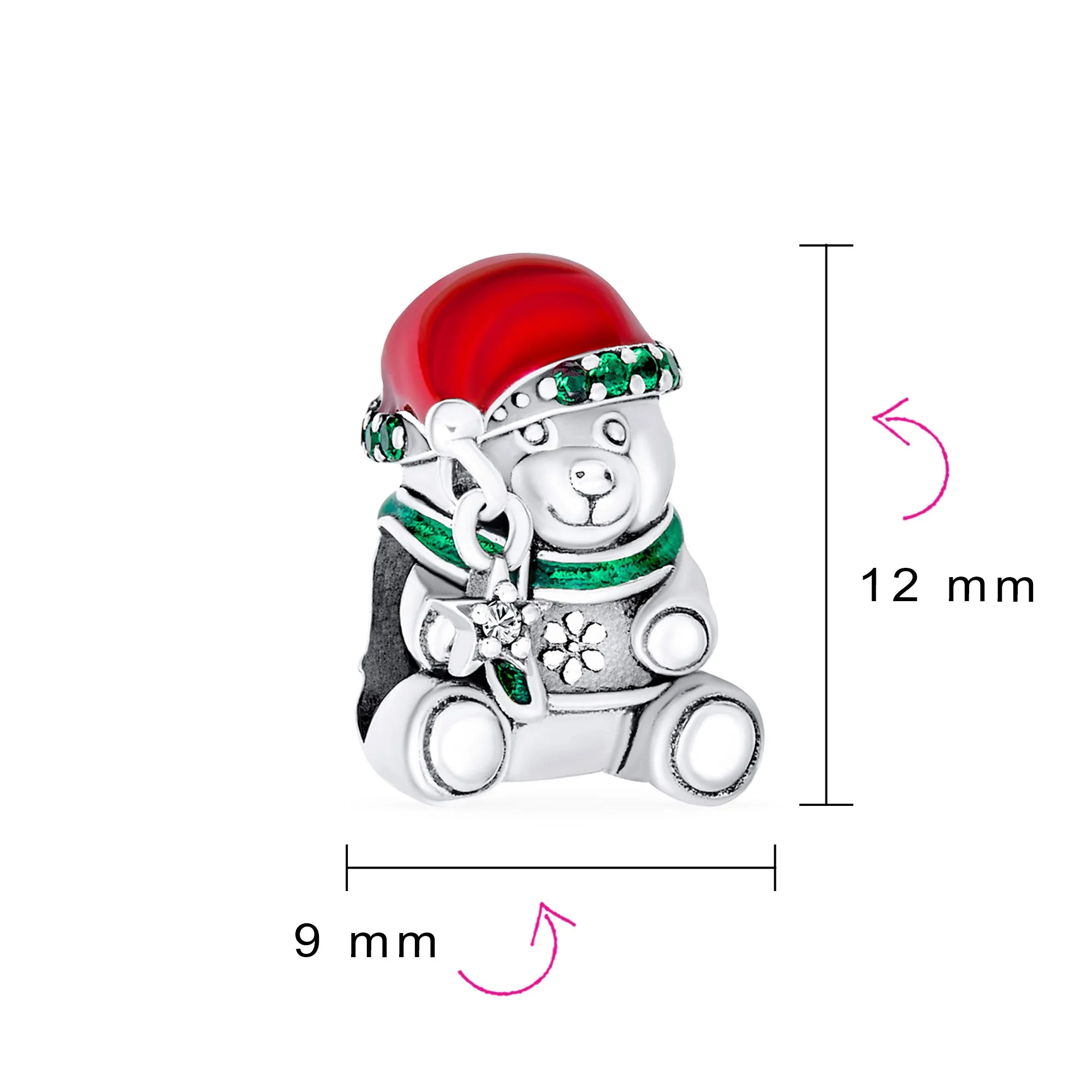 Christmas Set of 3 Animal Pet Cat in Stocking Snowflake Candy Cane Charm Bead