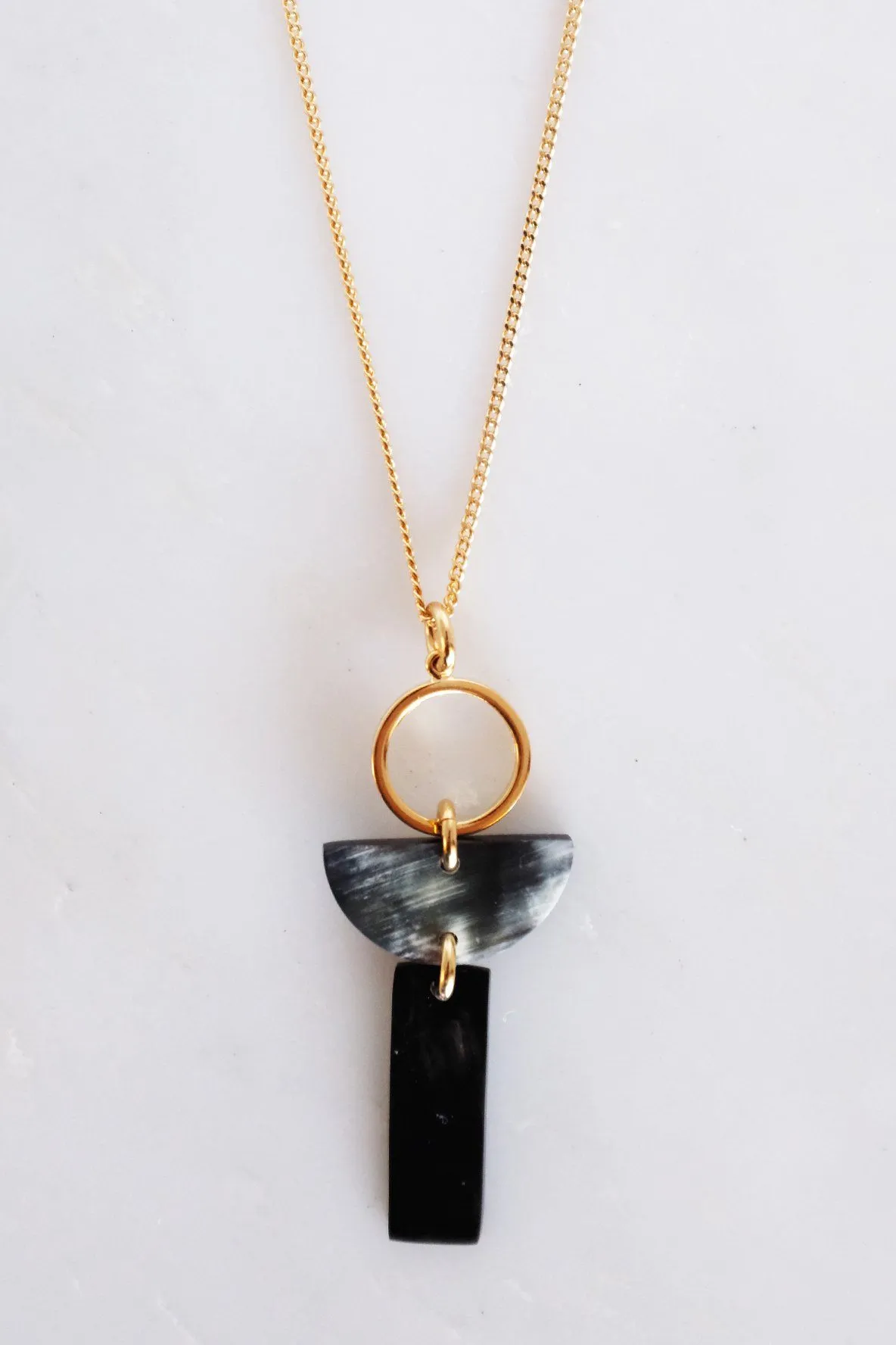 Con Dao II Geo Buffalo Horn Pendant Necklace