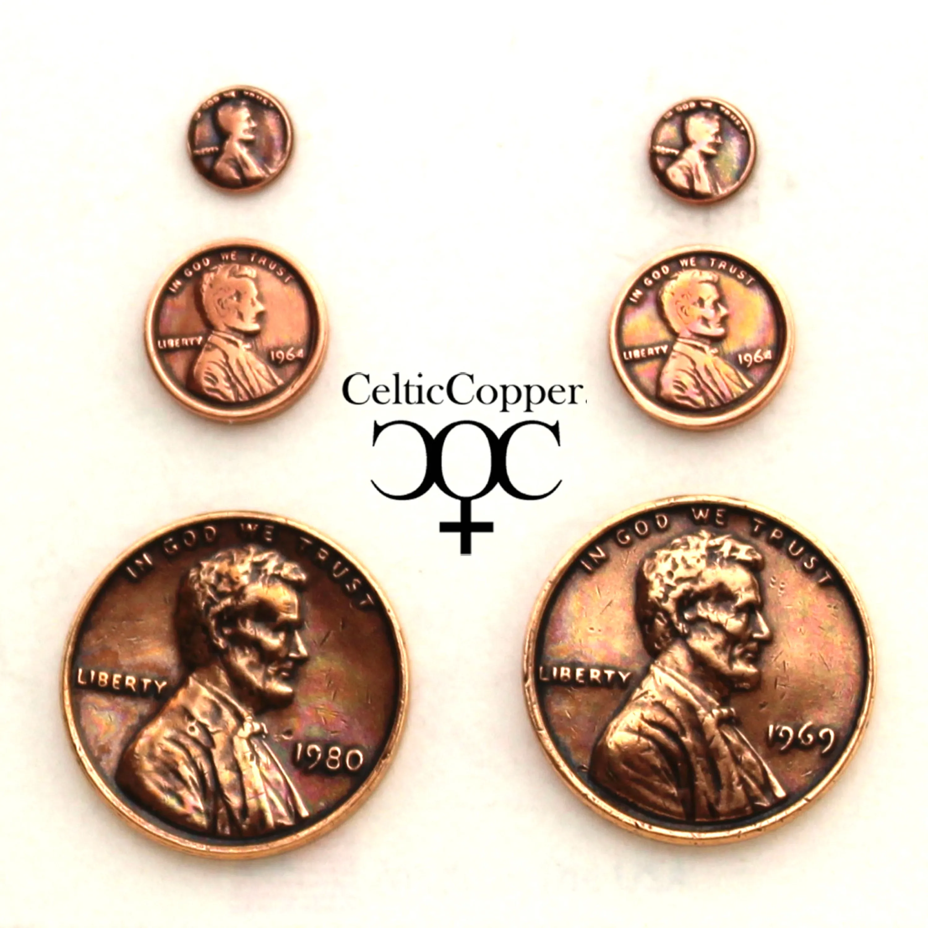 Copper Earring Studs US Penny Mini 5mm One Cent Coin Replica American Copper Penny Earring Studs