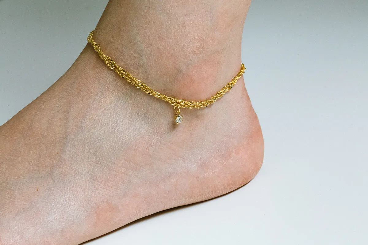 CZ Pendant Anklet-B