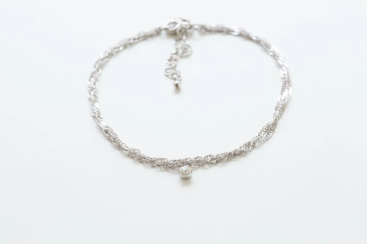 CZ Pendant Anklet-B