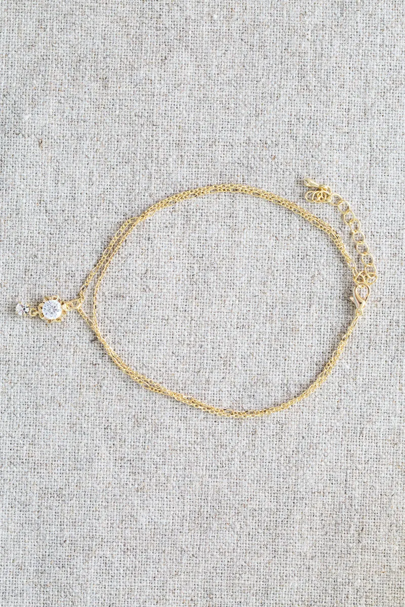 CZ Pendant Anklet-D