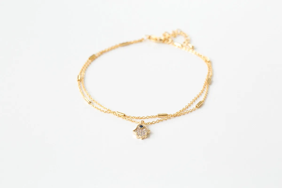 CZ Pendant Anklet-E