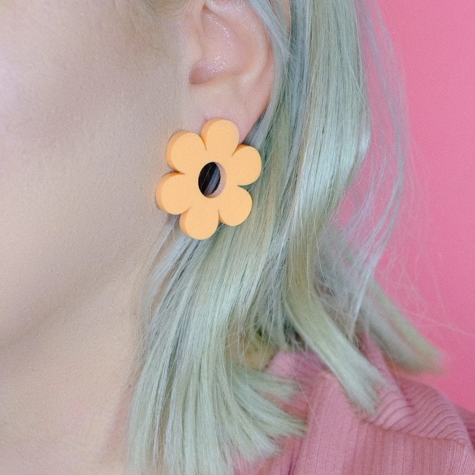 Daisy Earrings - Pastel Orange Acrylic Statement Studs