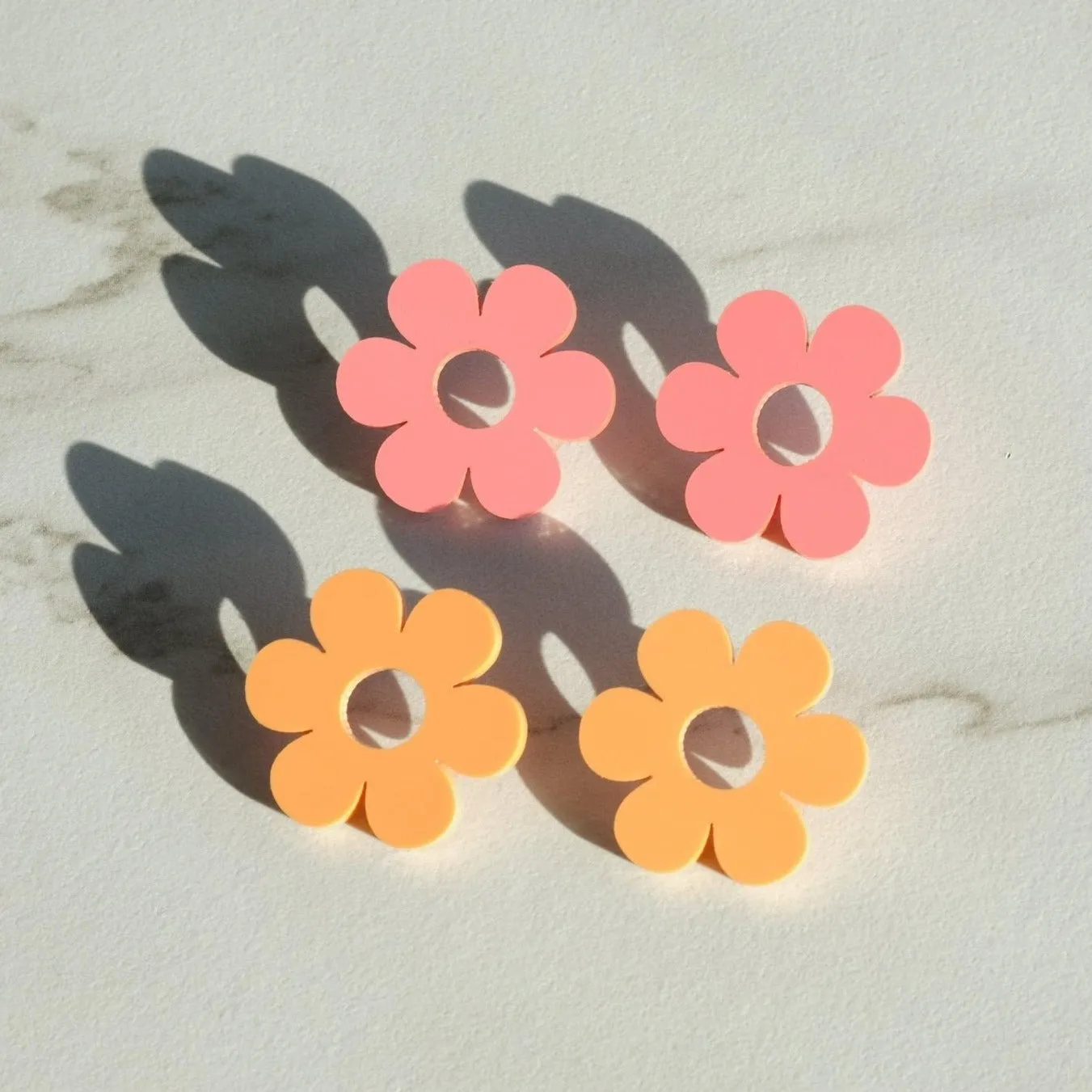 Daisy Earrings - Pastel Orange Acrylic Statement Studs