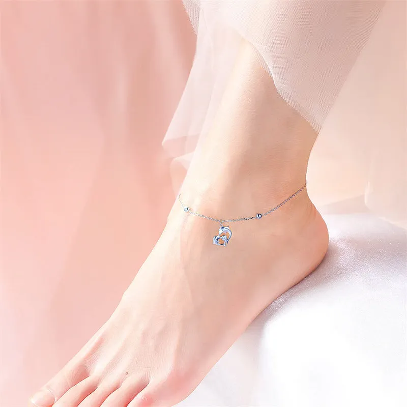 Dolphin Anklet  S925 Sterling Silver Adjustable Foot Chain Ankle Bracelet Anklets Jewelry