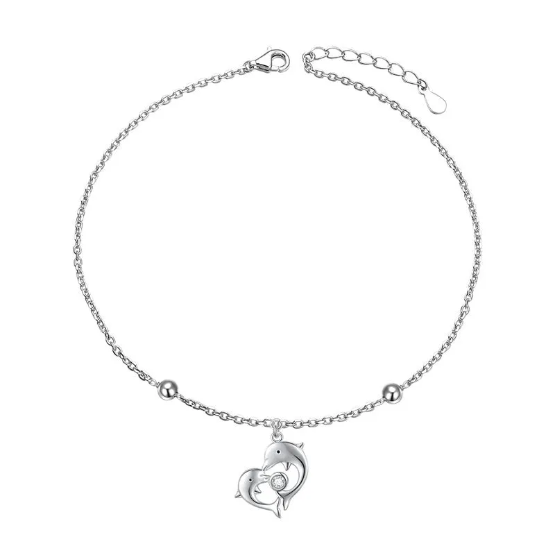 Dolphin Anklet  S925 Sterling Silver Adjustable Foot Chain Ankle Bracelet Anklets Jewelry