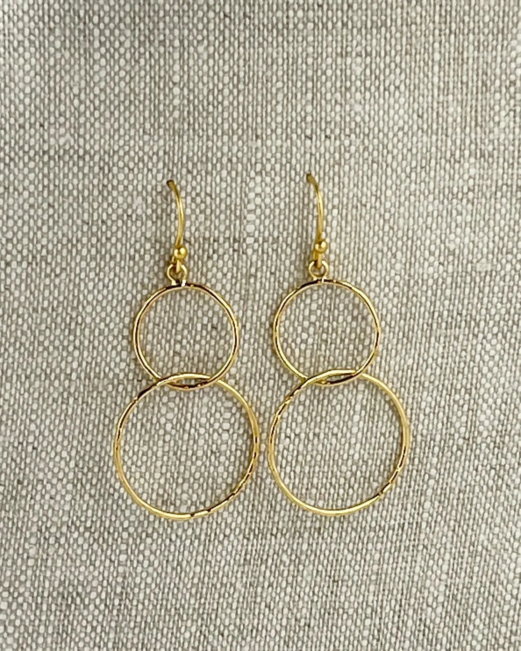 Double Hoop Gold Dangle Earrings