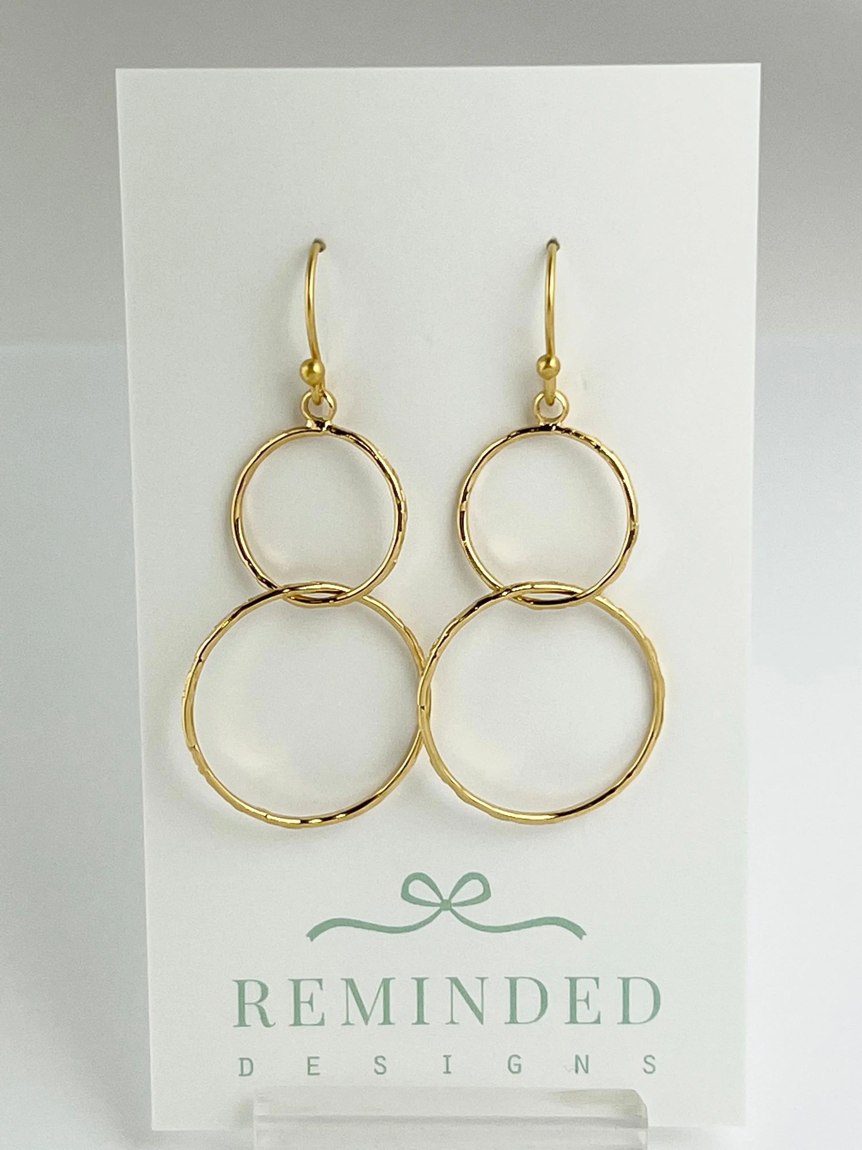 Double Hoop Gold Dangle Earrings