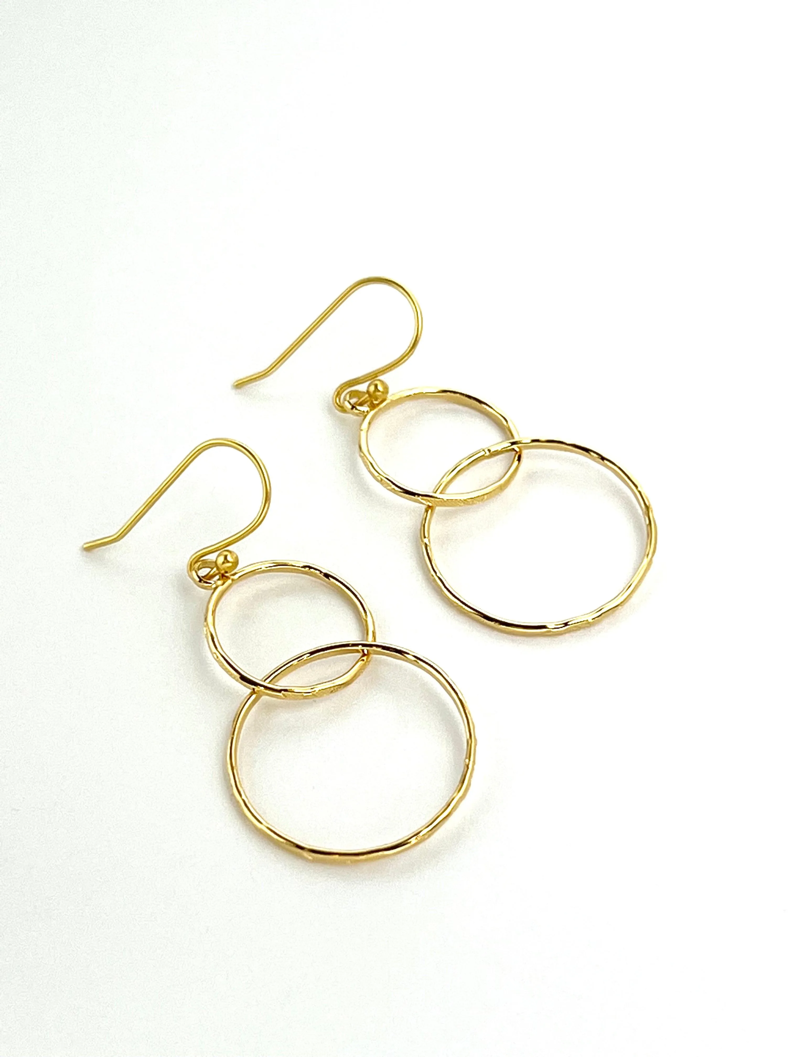 Double Hoop Gold Dangle Earrings