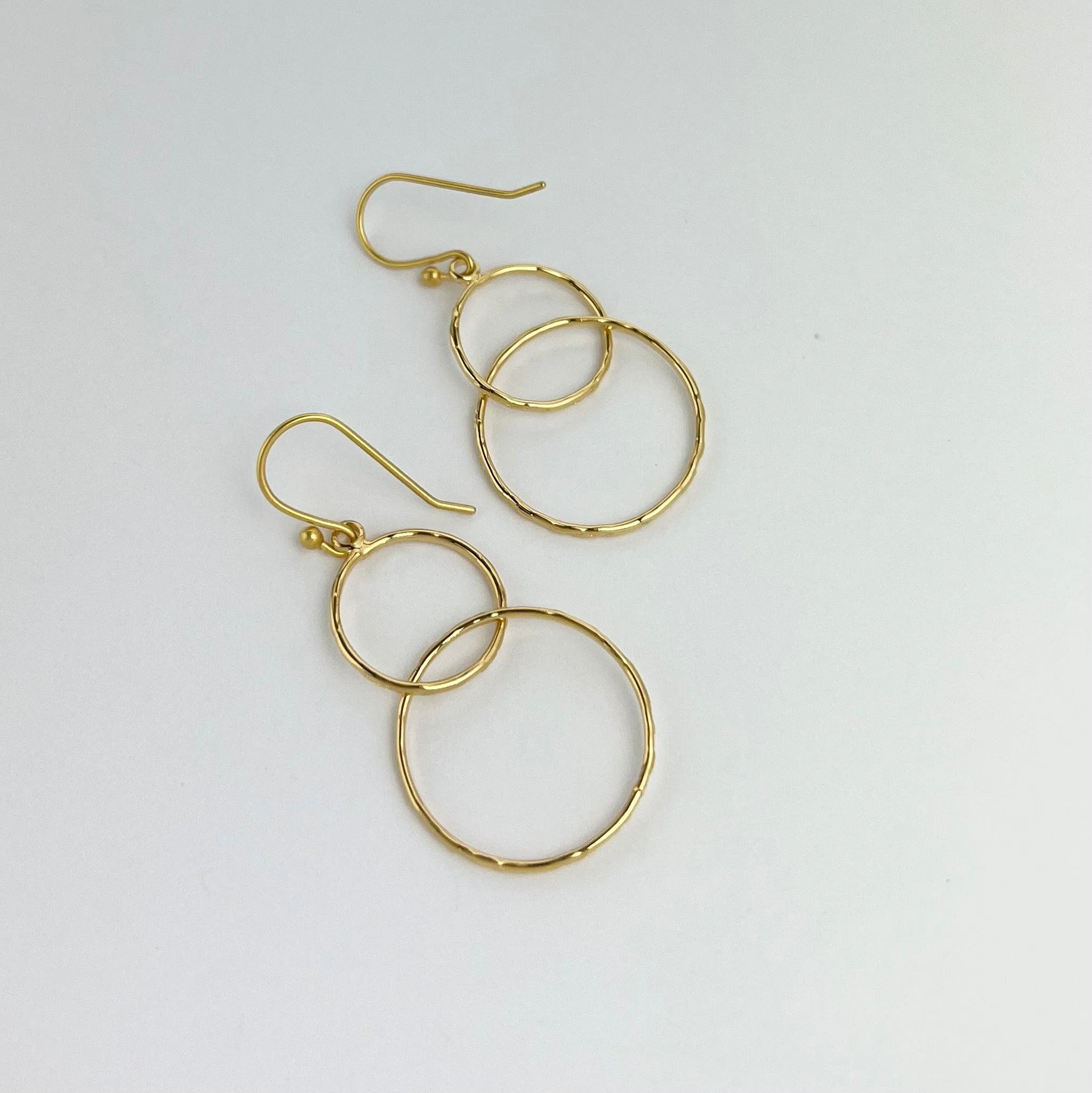 Double Hoop Gold Dangle Earrings