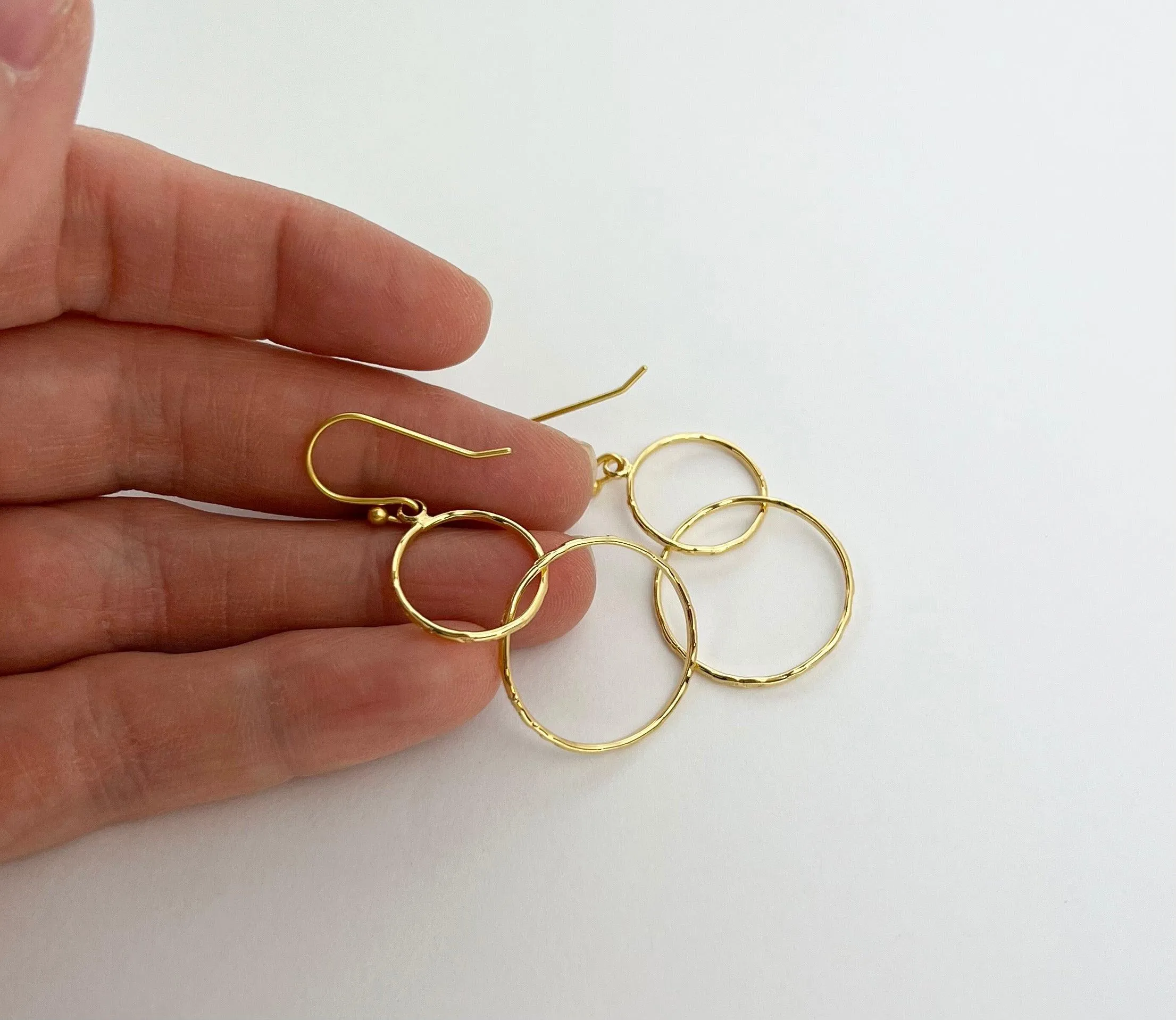 Double Hoop Gold Dangle Earrings