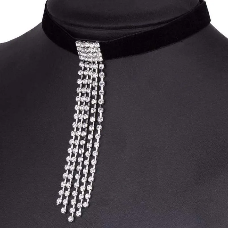 Down in the Valley Quintuplet Rhinestone Strand Choker