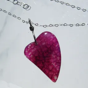 Dragon’s Vein Agate gemstone Heart on Sterling Silver Chain