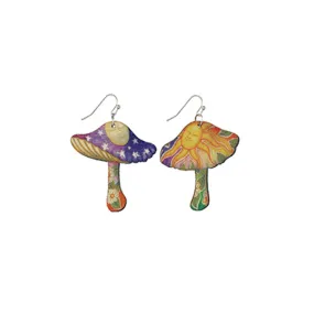 Earrings - Moon Mushroom Wood Earrings