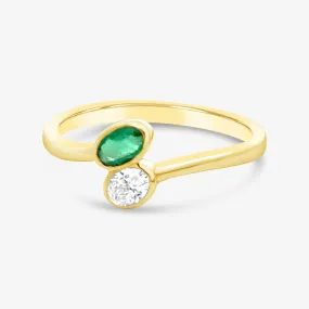 Emerald & Diamond Double Bezel Ring