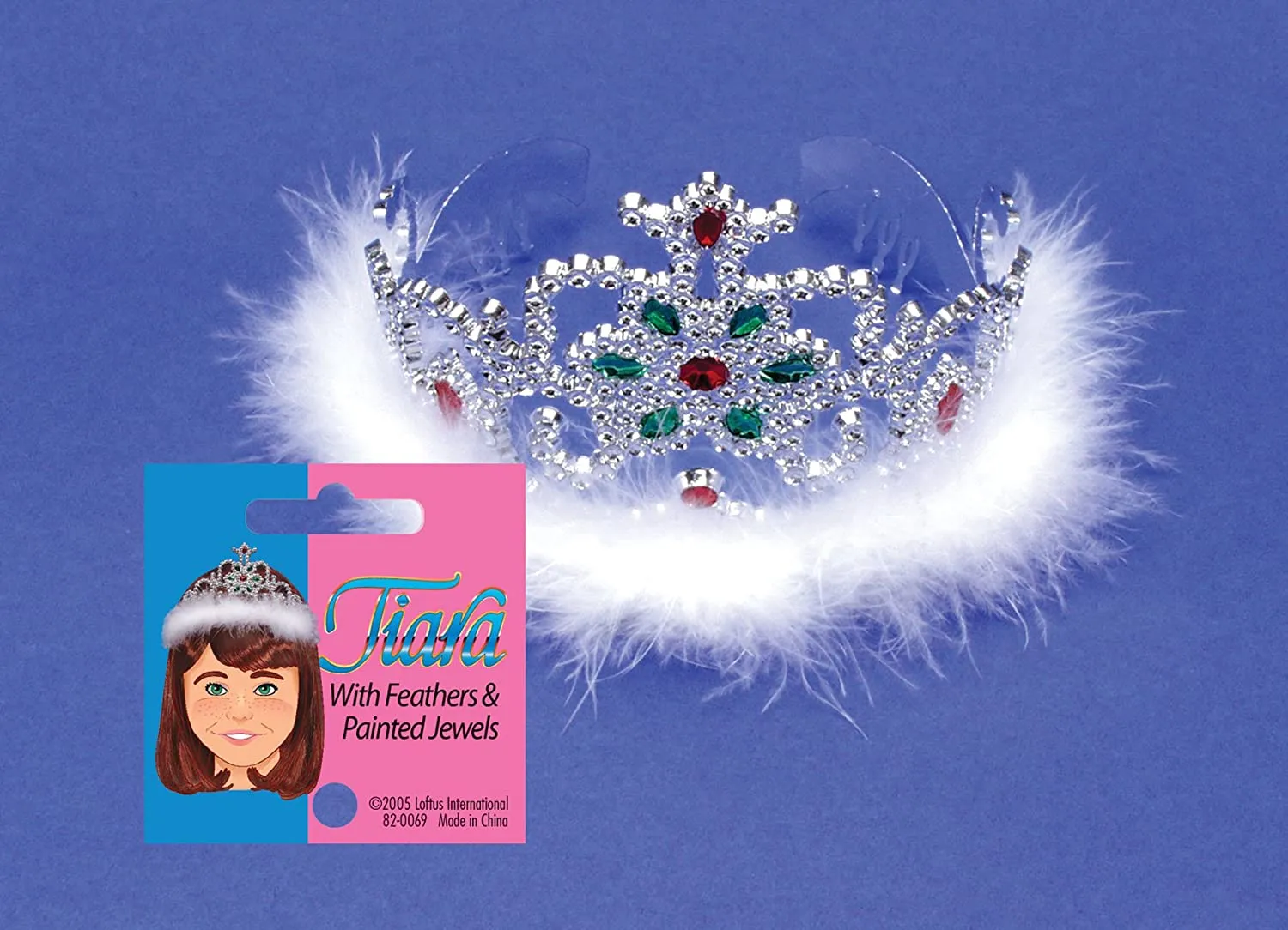 Feather & Jewel Princess Child Tiara, Silver, One Size