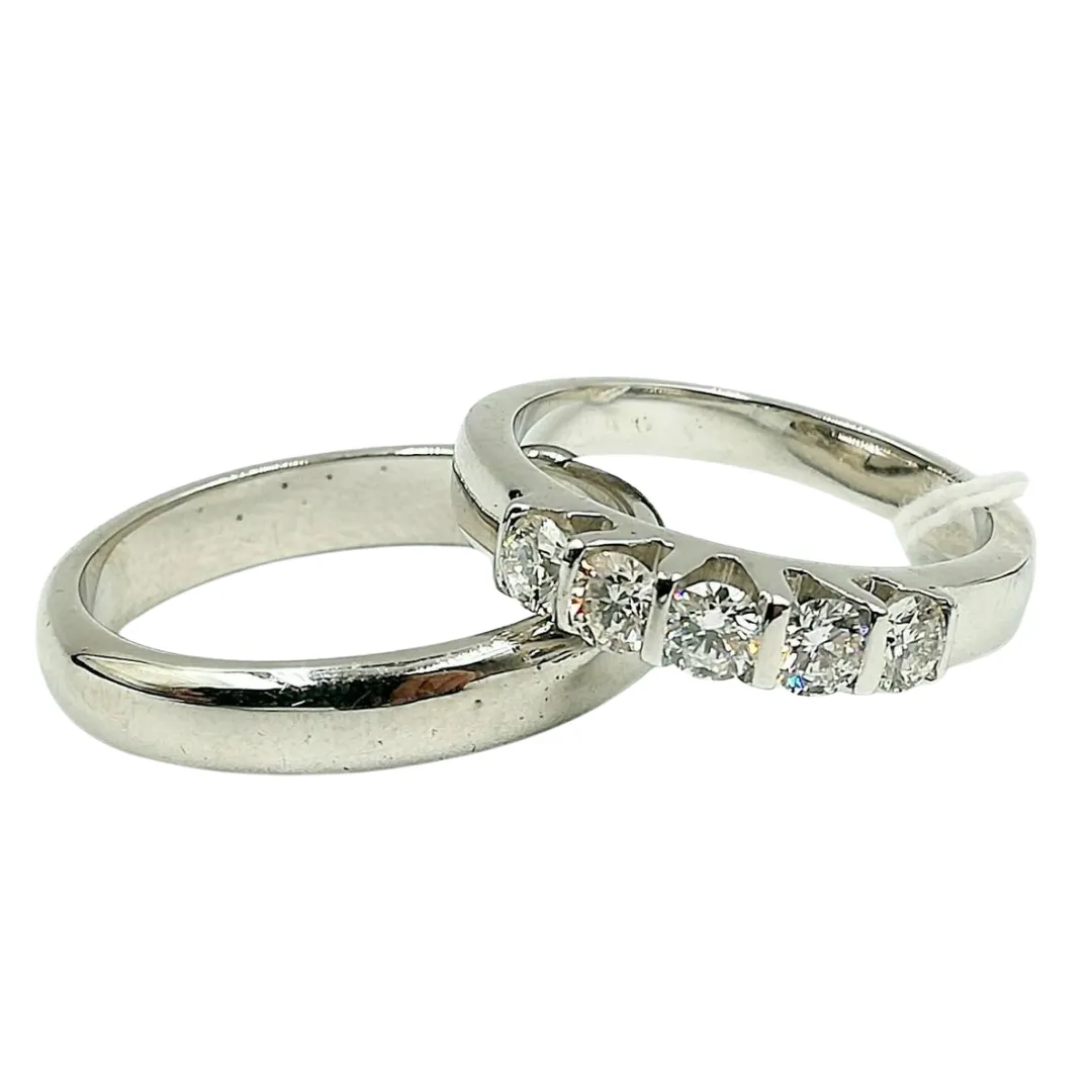 Five Diamond Half Eternity Wedding Rings 18K White Gold