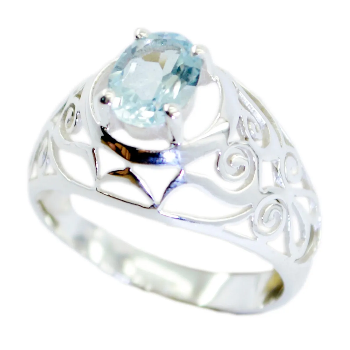 Flawless Gemstone Blue Topaz Solid Silver Rings Jewelry Pictures