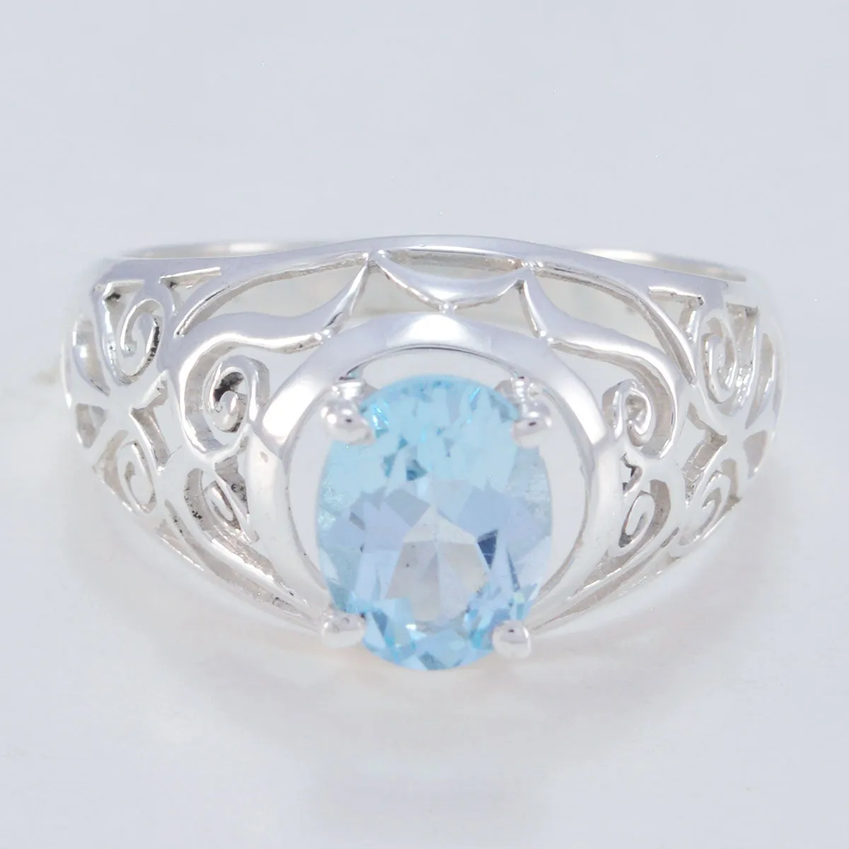 Flawless Gemstone Blue Topaz Solid Silver Rings Jewelry Pictures