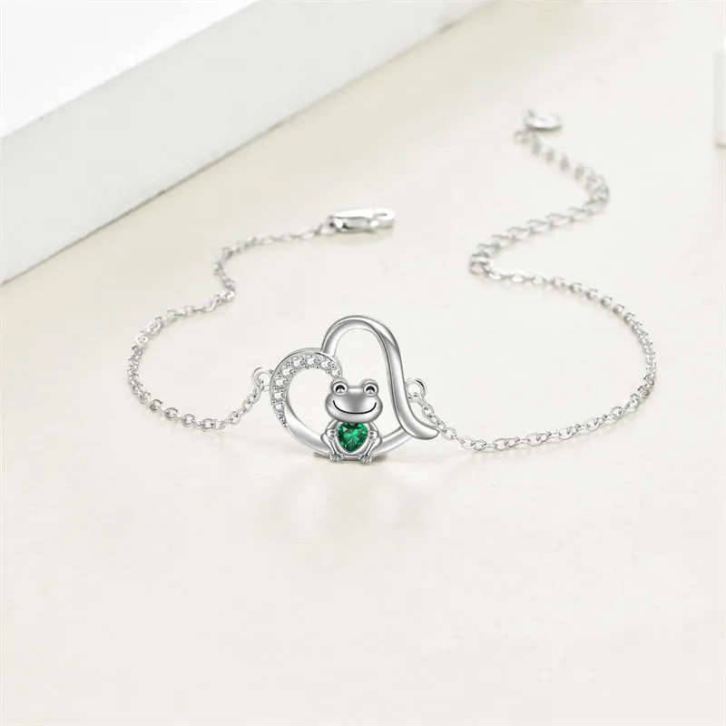 Frog  Anklet Women's Sterling Silver Animal Bracelet Jewellery Women's Gift for Mom Birthday Gift