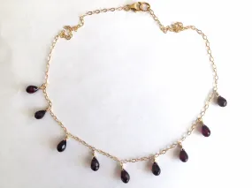 Garnet Necklace, Gold, Rose Gold or Silver