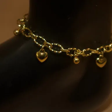 Gold Color Heart Drop Anklet Jewelry