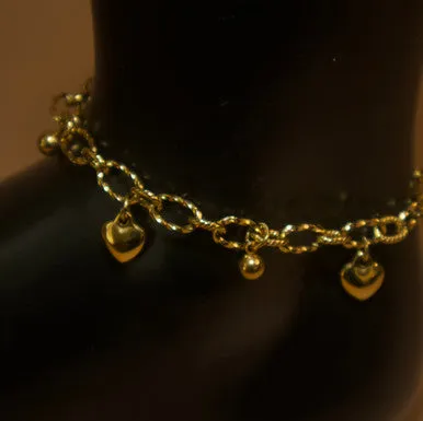 Gold Color Heart Drop Anklet Jewelry