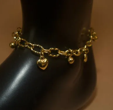 Gold Color Heart Drop Anklet Jewelry