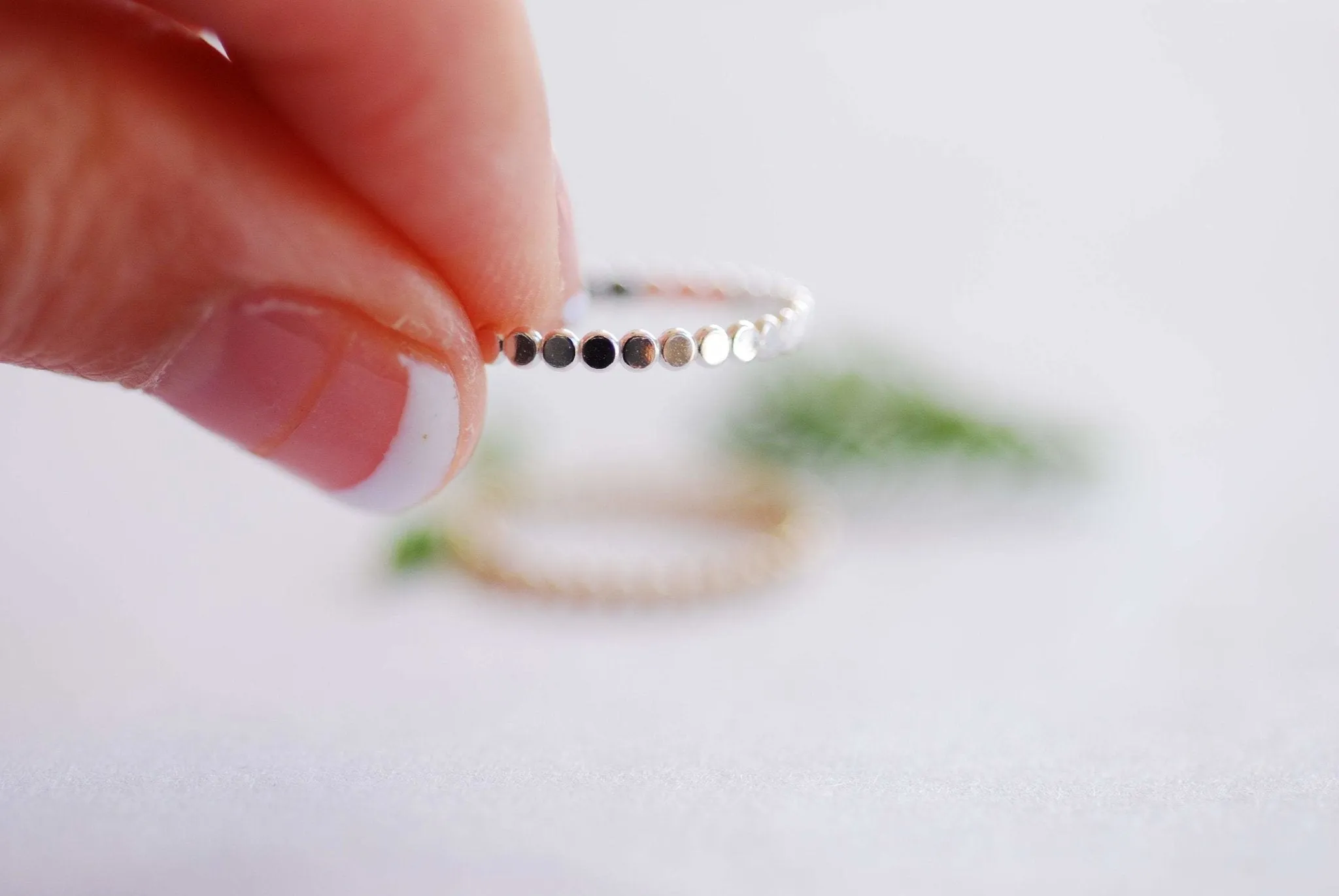 Gold Filled Beaded Ring, Gold Silver Stacking Ring, Hammered Bead Ring, Gold Dot Ring Midi Ring Gold Filled Flat Beaded Ring Minimalist [30]