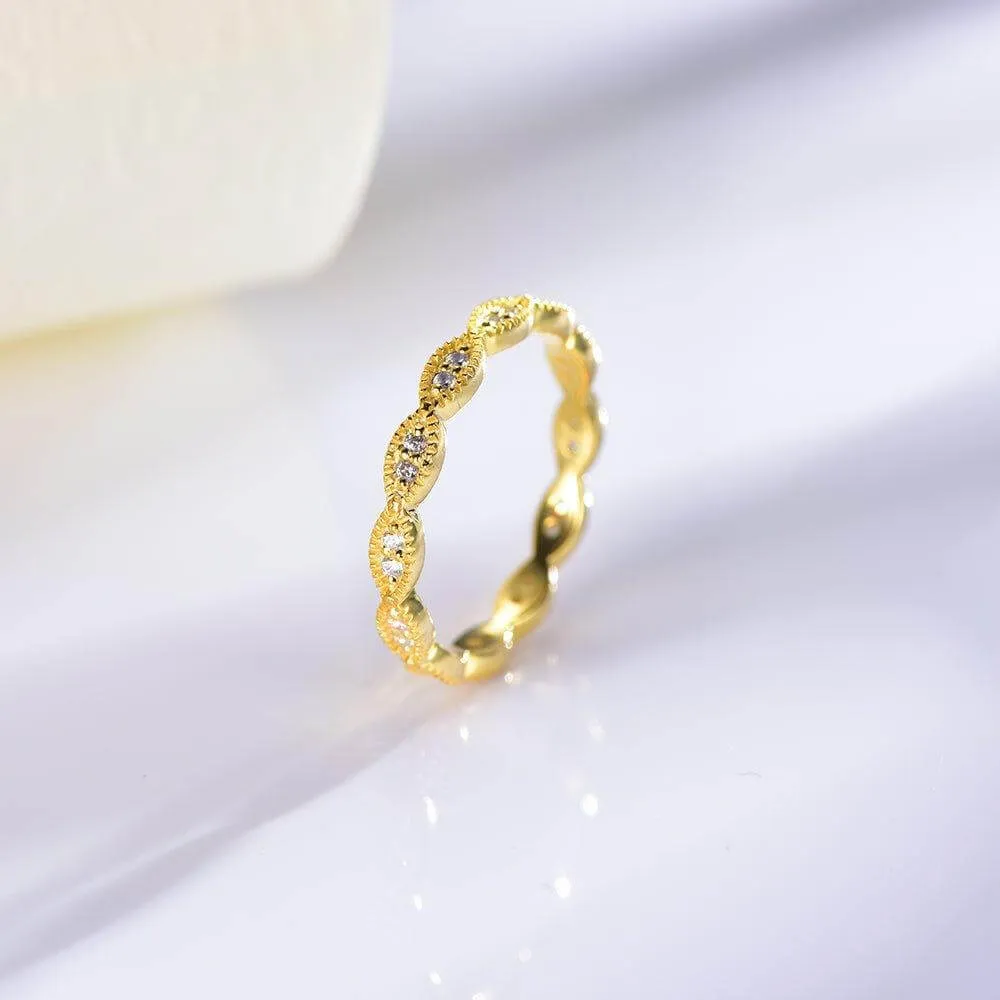 Gold Plated Milgrain Eternity Wedding Band