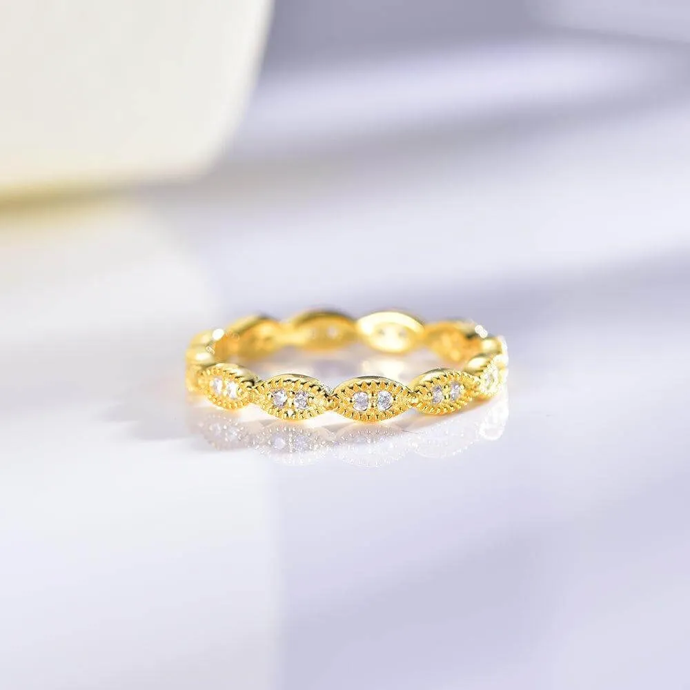 Gold Plated Milgrain Eternity Wedding Band