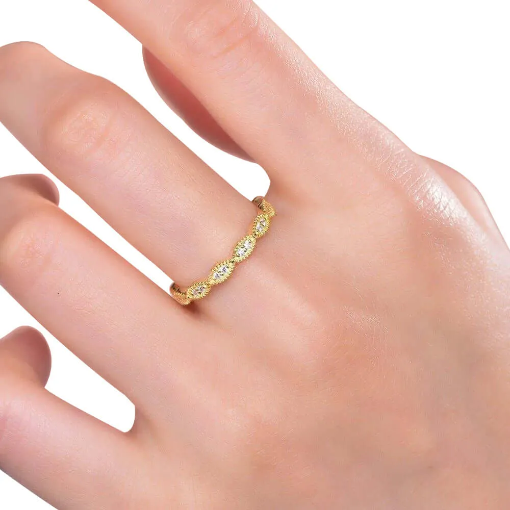 Gold Plated Milgrain Eternity Wedding Band