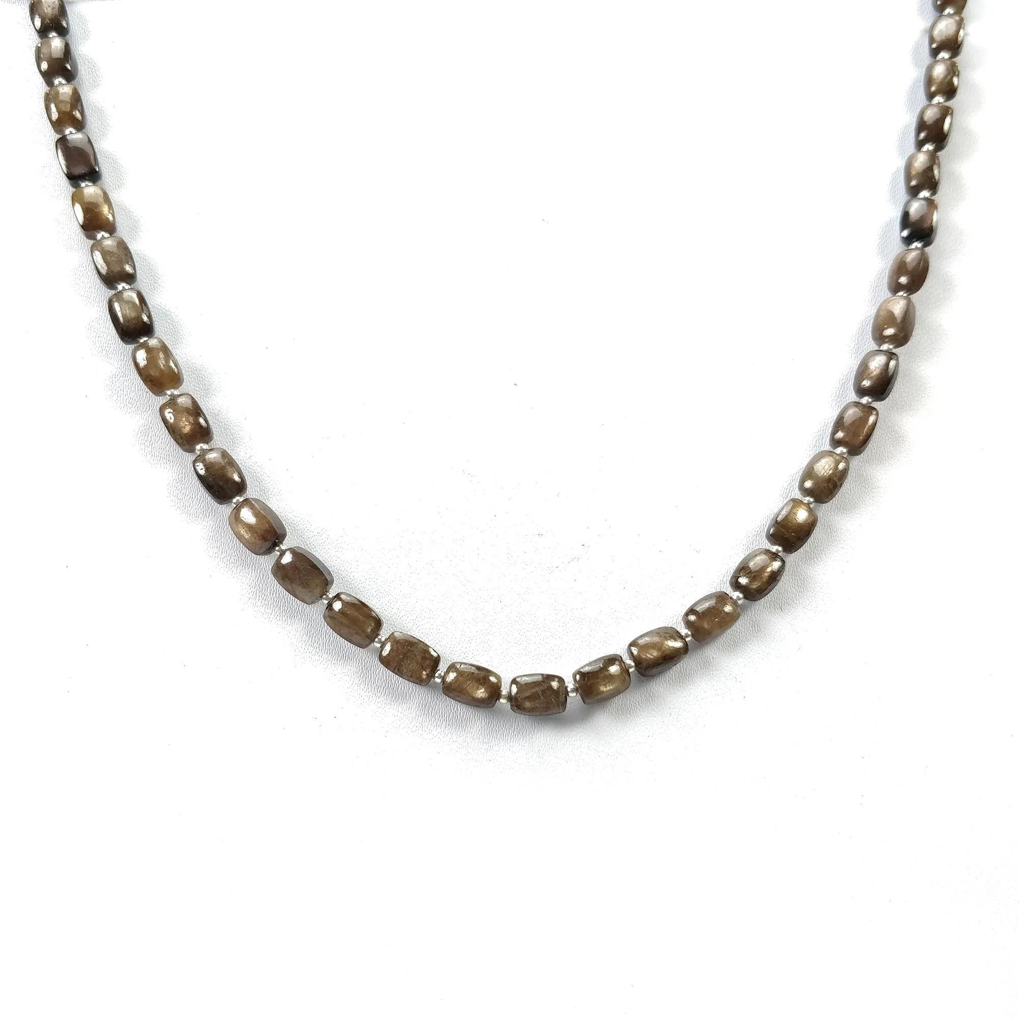 Golden Brown CHOCOLATE Sapphire Gemstone NECKLACE : 95.55cts Natural Untreated Cushion Shape Sapphire With 925 Sterling Silver 7*5mm 18"