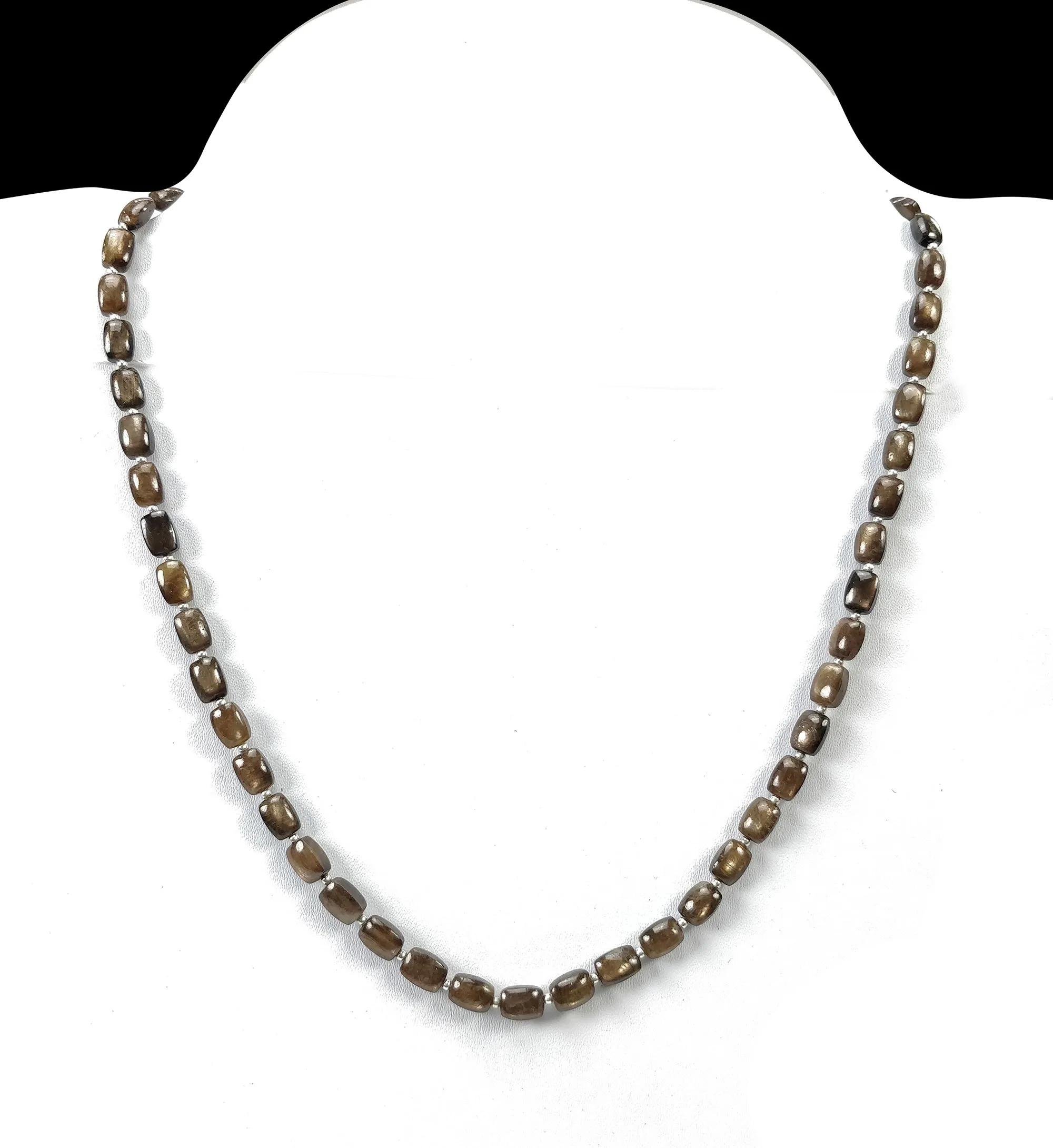 Golden Brown CHOCOLATE Sapphire Gemstone NECKLACE : 95.55cts Natural Untreated Cushion Shape Sapphire With 925 Sterling Silver 7*5mm 18"