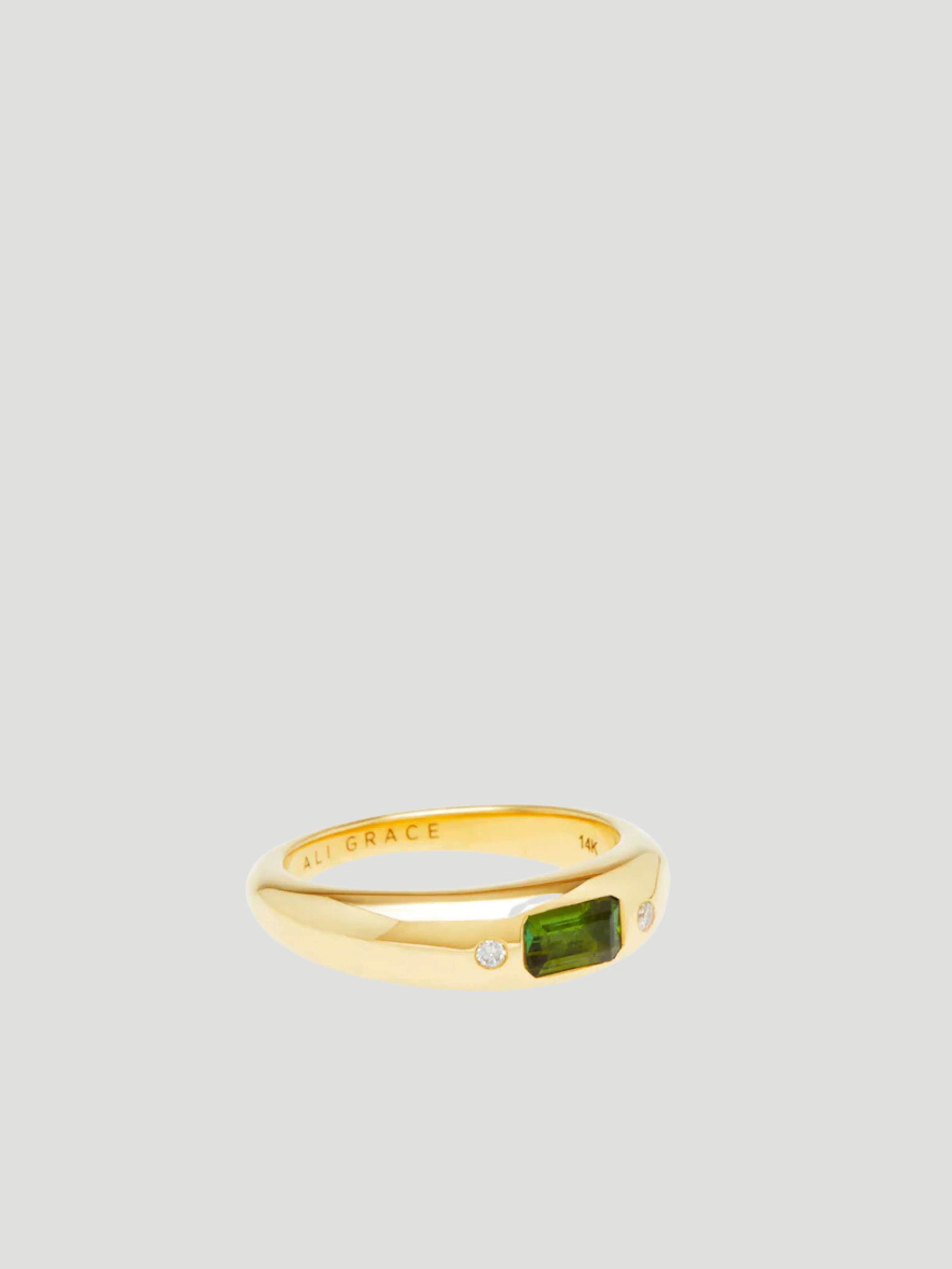 Green Tourmaline & Diamonds Mini Bubble Ring