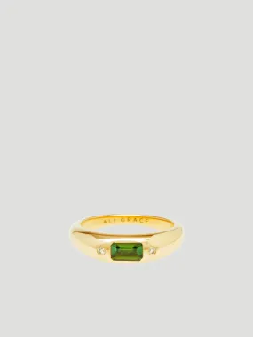 Green Tourmaline & Diamonds Mini Bubble Ring