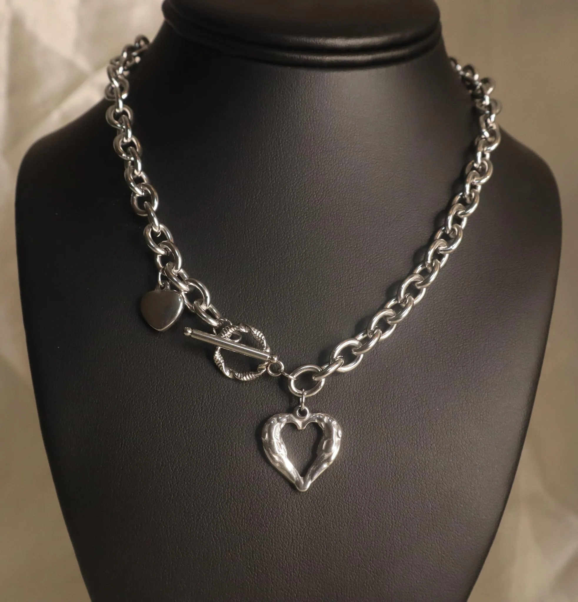 Heart Shape Necklace Choker Silver Jewelry